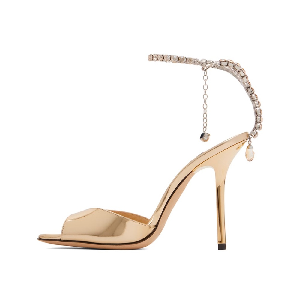 JIMMY CHOO
Gold Saeda 100 Heeled Sandals worn once